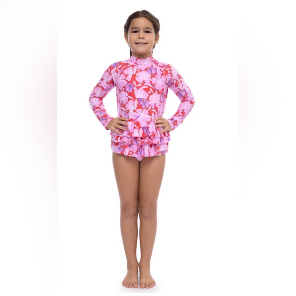 Coolibar Girl's Kailani Long Sleeve Swimsuit 2T NWT UPF 50+